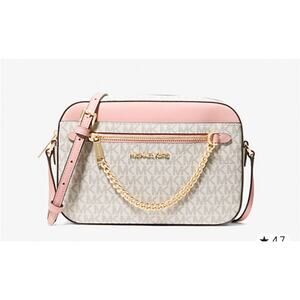 NWT/MICHAEL KORS/Jet Set Large Logo Crossbody Bag-Powder Blush